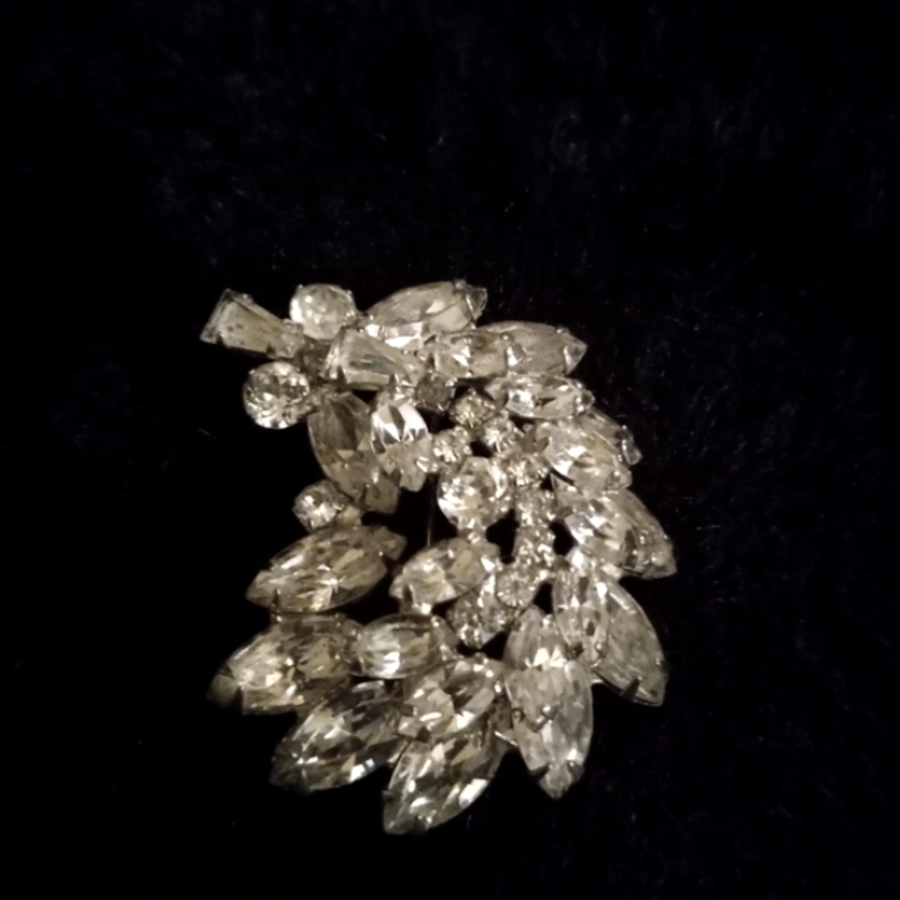 Oversized Vintage Albert Weiss Clear Stone Brooch